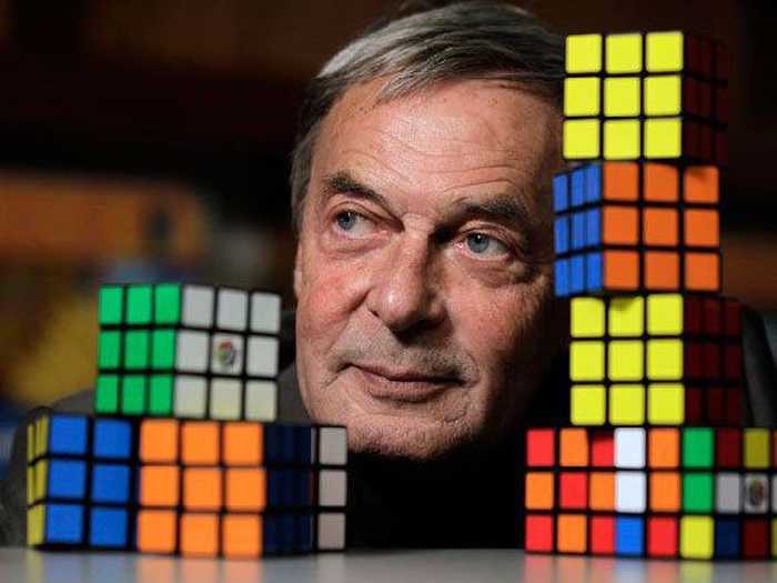 Erno Rubik image with Rubiks Cube